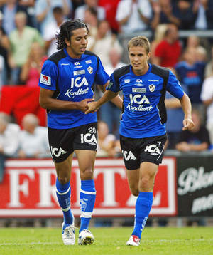  Emre Tahirovic, och Martin Fribrock, Halmstad, jubel, glädje.
