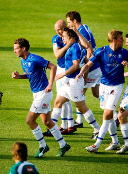  Mattias Thylander och Jimmie Augustsson, Trelleborg, jubel efter Augustsson gjort 1-0.
