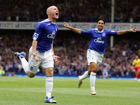  Andy Johnson, Everton jubel efter att ha gjort mål.