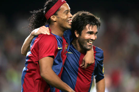Ronaldinho och Deco, Barcelona, jubel, glädje