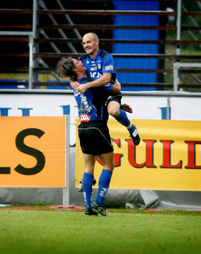 Magnus Arvidsson, Halmstad gjorde 1-0. Jubel med Dusan