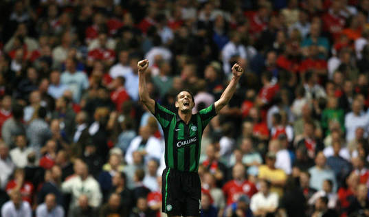  Jan Vennegoor of Hesselink,  Celtic, jubel efter mål.