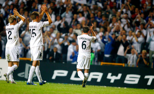 Lars Jacobsen, André Bergdölmo och Tobias Linderoth,