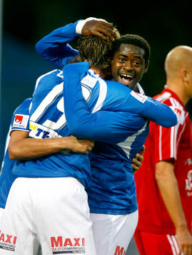  Björn Westerblad,  och Michael Mensah, Trelleborg jubel efter 1-0.