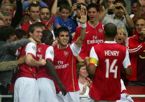  Alexander Hleb, Emmanuel Eboue, Cesc Fabregas och Thierry Henry, Arsenal (Jubel)