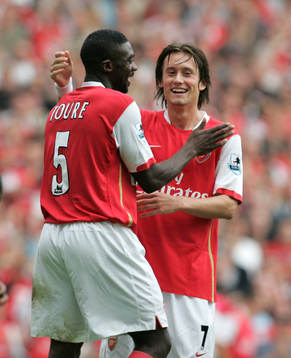  Kolo Toure och Tomas Rosicky, Arsenal (Jubel)