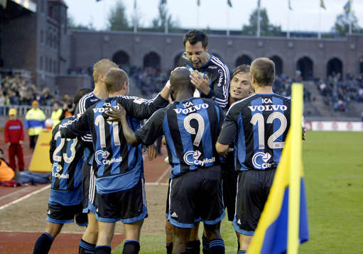  Daniel Sjölund, DIF 1-0. Jubel.