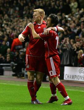  Luis Garcia och John Arne Riise, Liverpool (Jubel)