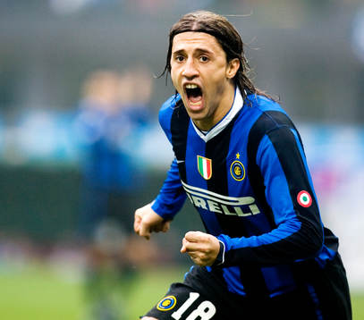  Hernan Crespo, Inter gjorde 1-0 målet, jubel.