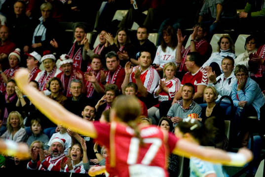 Lene Thomsen, Danmark, jubel framför danska supporters i