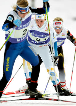 Sverige kom tvåa och tog silver. Charlotte Kalla, Sverige