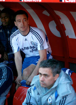  John Terry, Chelsea, Jose Mourinho, tränare, bänken, avbytare, bänk