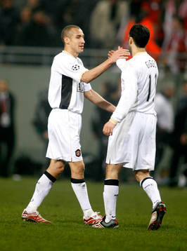 Henrik Larsson och Ryan Giggs, Manchester United, jubel