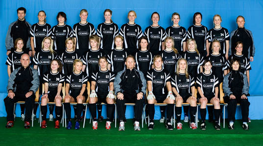 Bakre raden fr.v: Mats Heed, tränare, Mikaela Örtendahl,