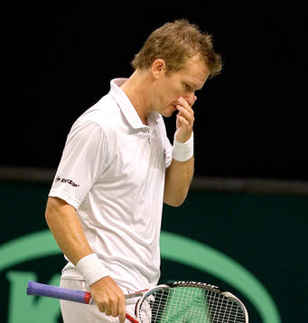 Thomas Johansson i matchen mot David Nalbandian