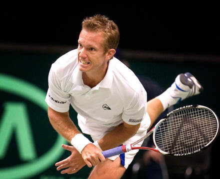 Thomas Johansson i matchen mot David Nalbandian