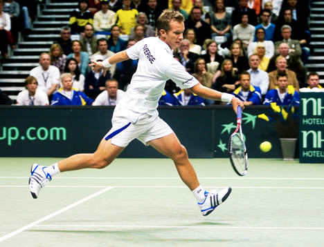 Thomas Johansson i matchen mot David Nalbandian