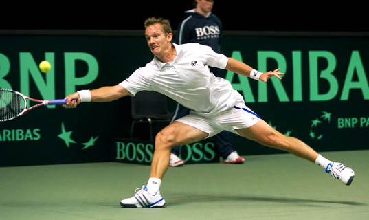 Thomas Johansson i matchen mot David Nalbandian