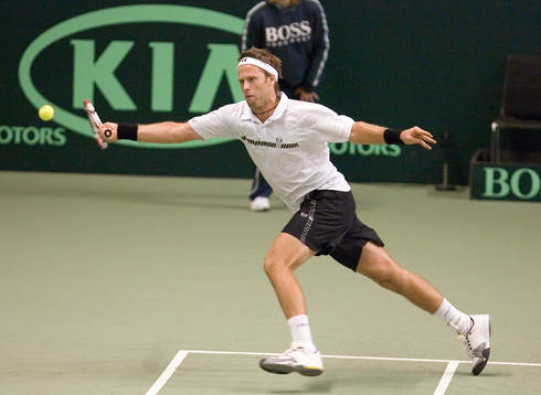 Robert Lindstedt i sin DC-debut mot Juan Martin Del Potro