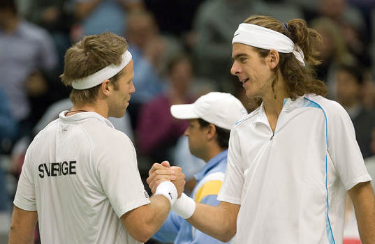 Robert Lindstedt och Juan Martin Del Potro skakar hand