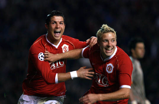  Cristiano Ronaldo och Alan Smith, Manchester United, jubel, glädje