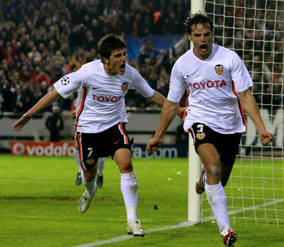 Fernando Morientes och David Villa, Valencia, jubel, glädje