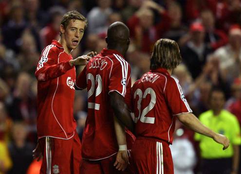  Peter Crouch, Liverpool, Momo Sissoko och Bolo Zenden.