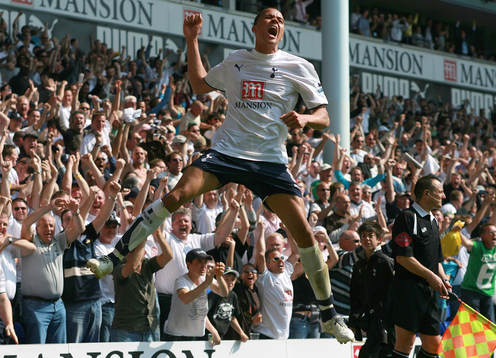 Jermaine Jenas, Tottenham, jubel efter kvitteringsmål i slutminuten.