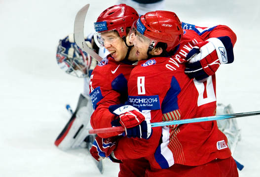 Jubel av  Nikolai Kulemin och Alexander Ovechkin