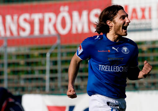 Jubel. Olcay Senoglu, Trelleborg, 1-1