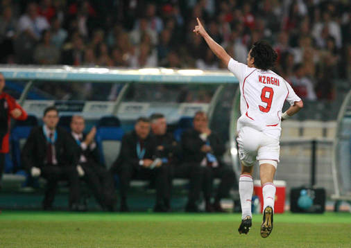  Filippo Inzaghi, Milan, jubel efter 1-0.
