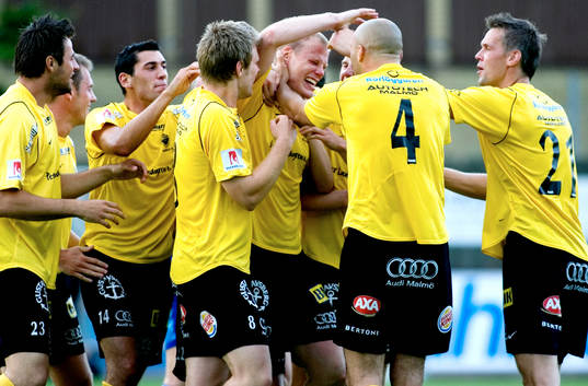  Fredrik Jönsson, Bunkeflo gör 1-0. Jubel