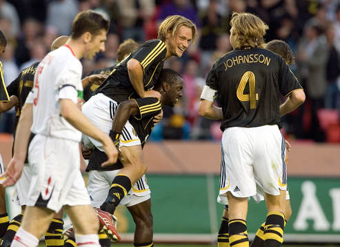 Patrik Karlsson och Dulee Johnson, AIK, jubel