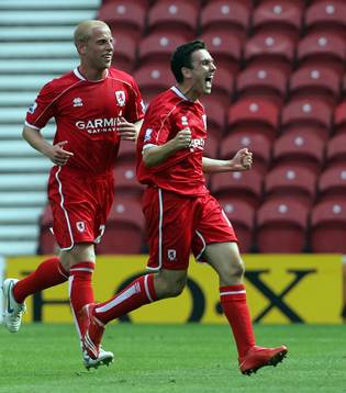  Stuart Downing, Middlesbrough. Jubel.