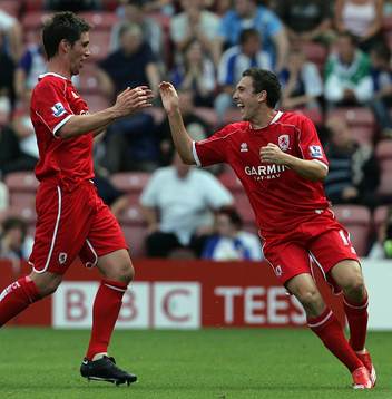  Stuart Downing, Middlesbrough. Jubel.