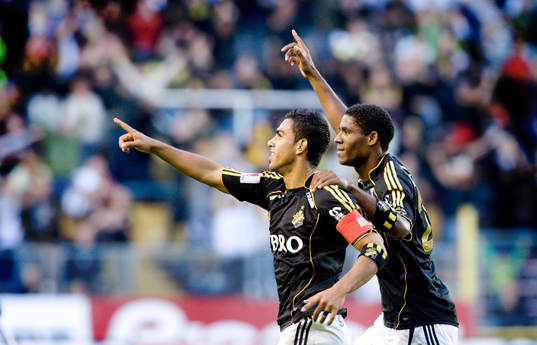   Wilton Figueiredo, jubel tillsammans med Khari Stephenson, AIK, 