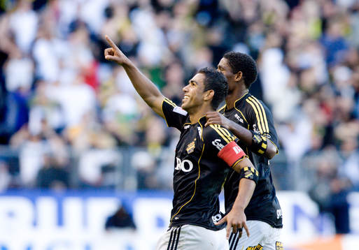   Wilton Figueiredo, jubel tillsammans med Khari Stephenson, AIK.