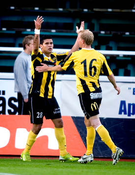  Paulo José de Oliveiera, Häcken, Marcus Jarlegren, Häcken, jubel efter 1-0.