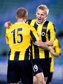 Daniel Larsson och Ari Skulason, Häcken, jubel