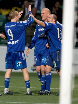  Johan Patriksson, Sundsvall jubel efter sitt andra mål och 3-0