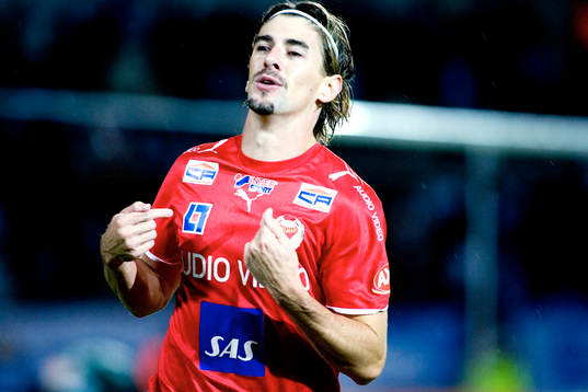 Cesar Santin, Kalmar gör 1-0 på straff. Jubel