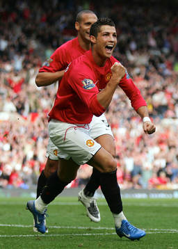  Cristiano Ronaldo, Manchester, jubel efter sitt andra mål. 