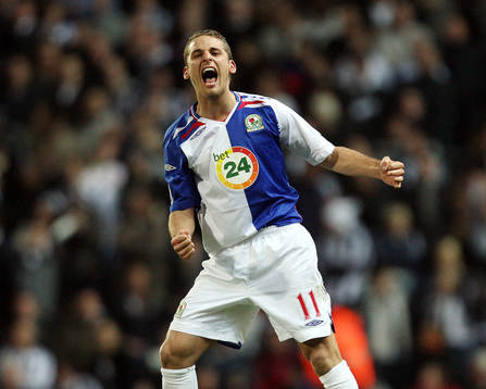  David Bentley, Blackburn, jubel efter första målet.