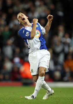  David Bentley, Blackburn, jubel efter första målet.