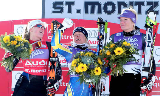Lindsey Vonn, USA, Anja Pärson, Sverige, jubel och Maria