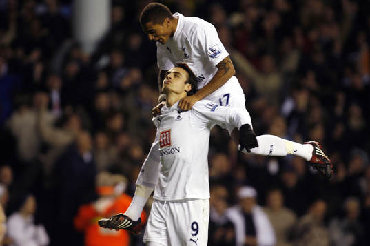  Dimitar Berbatov och Kevin Prince Boateng, Tottenham, jubel.