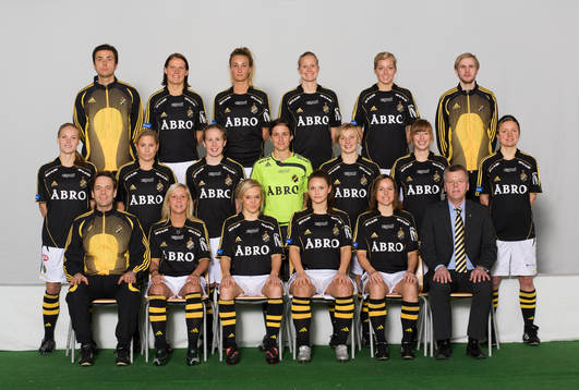  Bakre raden från vänster, Sebastian Ekblom Bak, Kiropraktor, Jessica Julin, Emma Lundh, Anne Mäkinen, Linda Sembrant, Patric Jildefalk, Assisterande tränare.