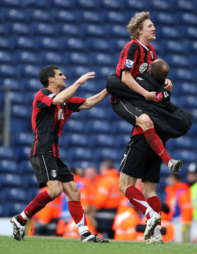  Jimmy Bullard, Danny Murphy och Paul Stalteri, jubel.