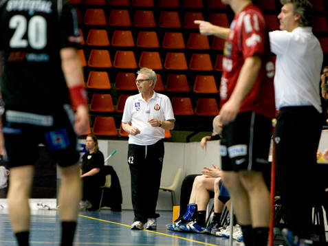 Tomas Eriksson, tränare Drott och Per Carlén, tränare