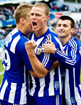  Pontus Wernbloom, Ragnar Sigurdsson och Eldin Karisik, Göteborg, jubel.